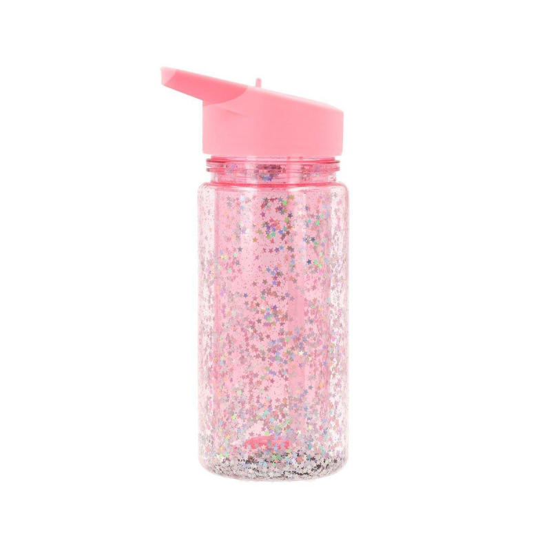 BOTELLA DE PLÁSTICO CON PAJITA GLITTER STAR GLOSS