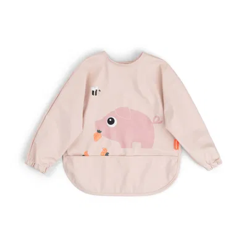 BABERO CON BOLSILLO Y MANGAS TINY FARM ROSA