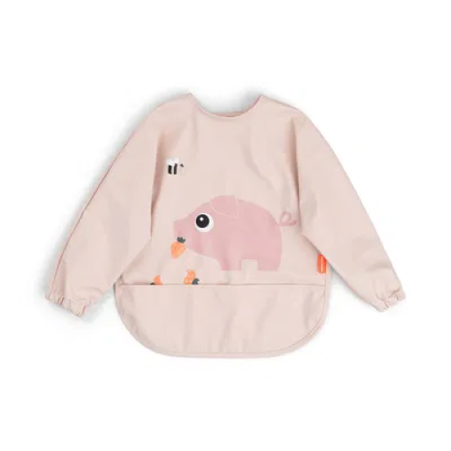 BABERO CON BOLSILLO Y MANGAS TINY FARM ROSA
