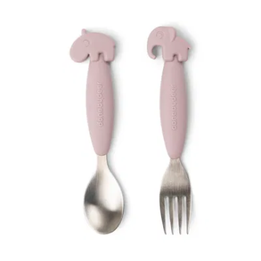 CUCHARA Y TENEDOR DEER FRIENDS ROSA