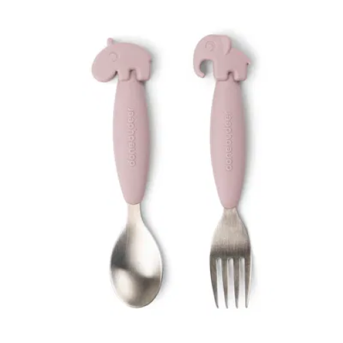 CUCHARA Y TENEDOR DEER FRIENDS ROSA