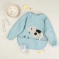 BABERO CON BOLSILLO Y MANGAS TINY FARM AZUL