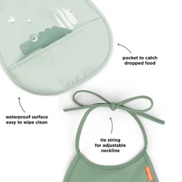 PACK DOS BABEROS MINI CON BOLSILLO CROCO VERDE