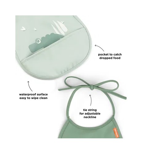 PACK DOS BABEROS MINI CON BOLSILLO CROCO VERDE