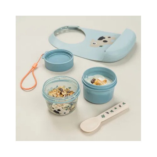 CAJA DE ALIMENTOS DOBLE TINY FARM AZUL