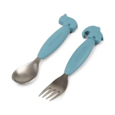 CUCHARA Y TENEDOR DEER FRIENDS AZUL
