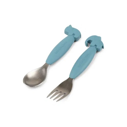 CUCHARA Y TENEDOR DEER FRIENDS AZUL
