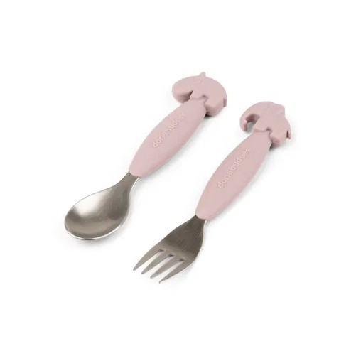 CUCHARA Y TENEDOR DEER FRIENDS ROSA