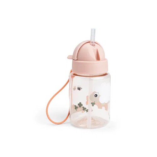 BOTELLA CON PAJITA TINY FARM ROSA 280ml