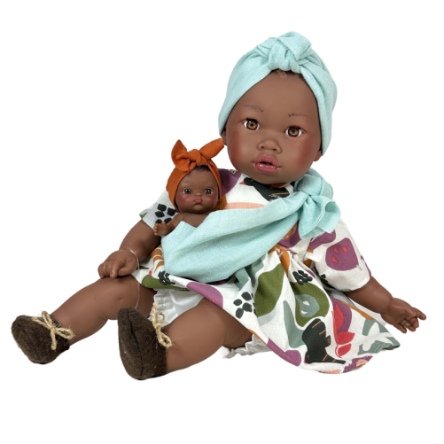 MUÑECA ALIKA CON BEBÉ FLORAL 40cm