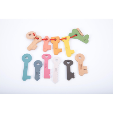 TICKIT LLAVES DE MADERA ARCO IRIS PARA ENHEBRAR 12 PIEZAS
