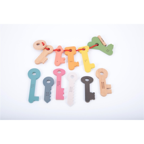 TICKIT LLAVES DE MADERA ARCO IRIS PARA ENHEBRAR 12 PIEZAS