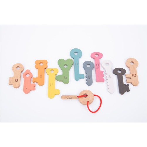TICKIT LLAVES DE MADERA ARCO IRIS PARA ENHEBRAR 12 PIEZAS