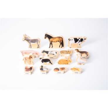 TICKIT CONJUNTO 15 ANIMALES DOMÉSTICOS DE MADERA