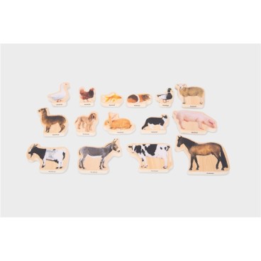 TICKIT CONJUNTO 15 ANIMALES DOMÉSTICOS DE MADERA