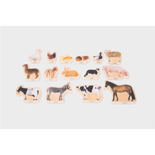 TICKIT CONJUNTO 15 ANIMALES DOMÉSTICOS DE MADERA