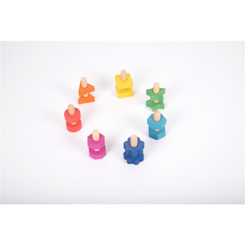 TICKIT FORMAS GEOMÉTRICAS DE MADERA ARCO IRIS 14 PIEZAS