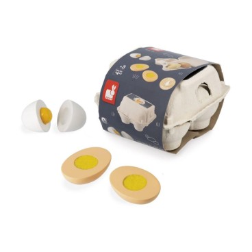 HUEVERA CON 4 HUEVOS DE MADERA