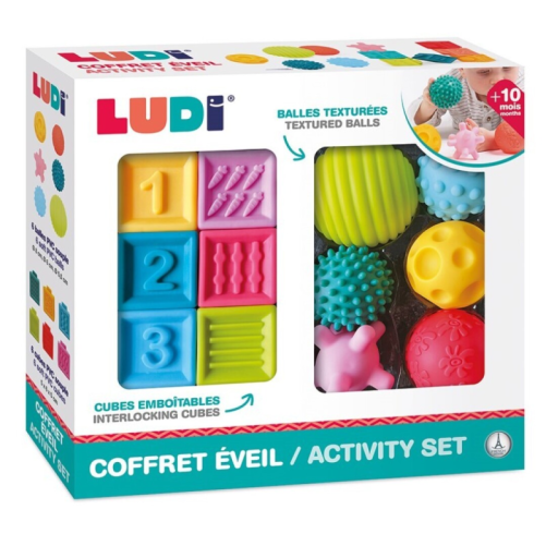 LUDI CONJUNTO 6 BOLAS SENSORIALES + 6 CUBOS